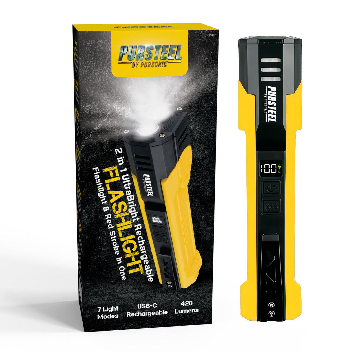 Emergency Prep Bundle: Pursonic 2-in-1 Ultra Bright Flashlight & LED Fast Charging Power Bank