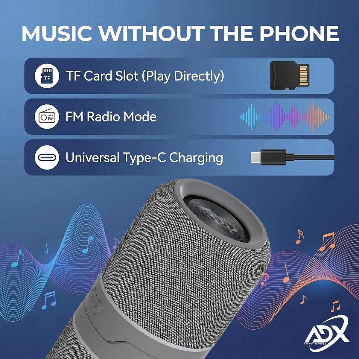ADX Desktop Wireless Speakers, Detachable, Gray
