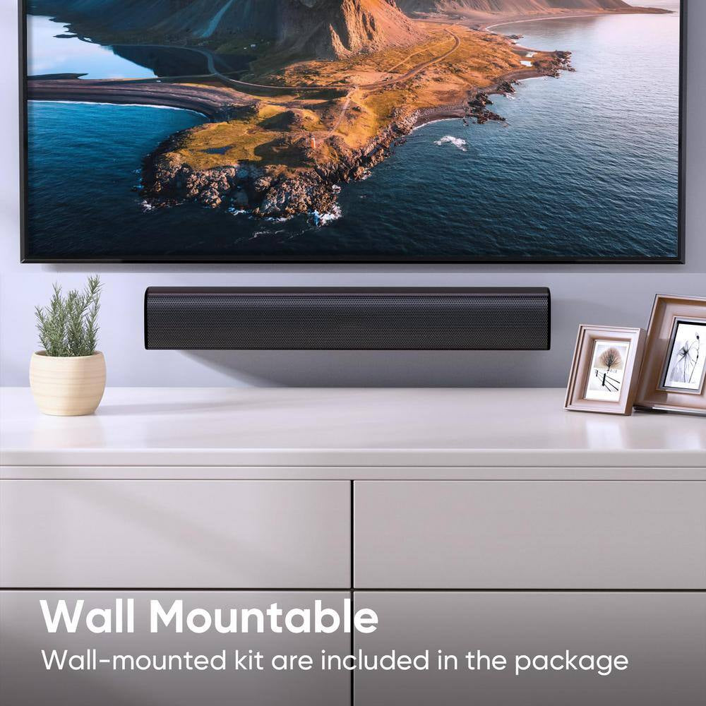 Wall Mountable Surround Sound Bar System for Smart TV with Customized Bass Reflector, Compact Design