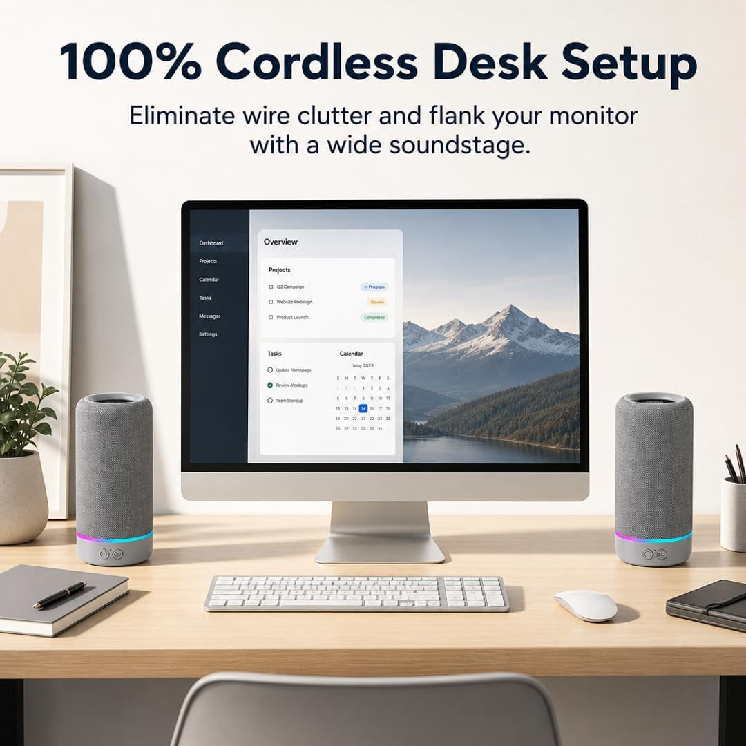 ADX Desktop Wireless Speakers, Detachable, Gray