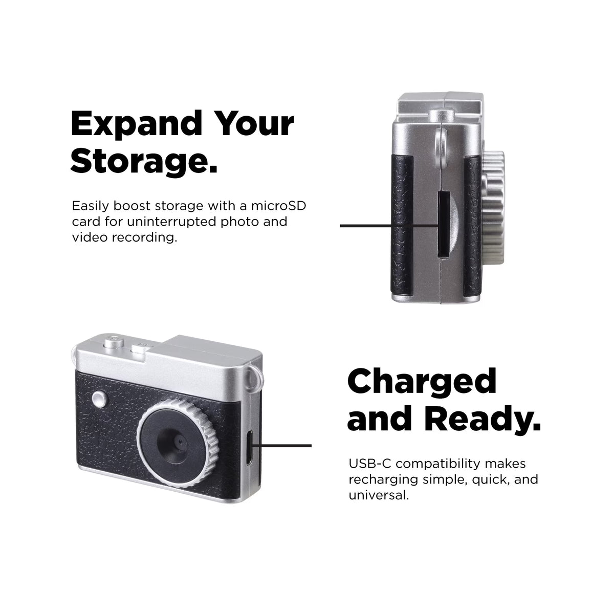 Retro Keychain Digital Camera with 14MP Full HD Photos, Color Preview Screen and Built-In Memory