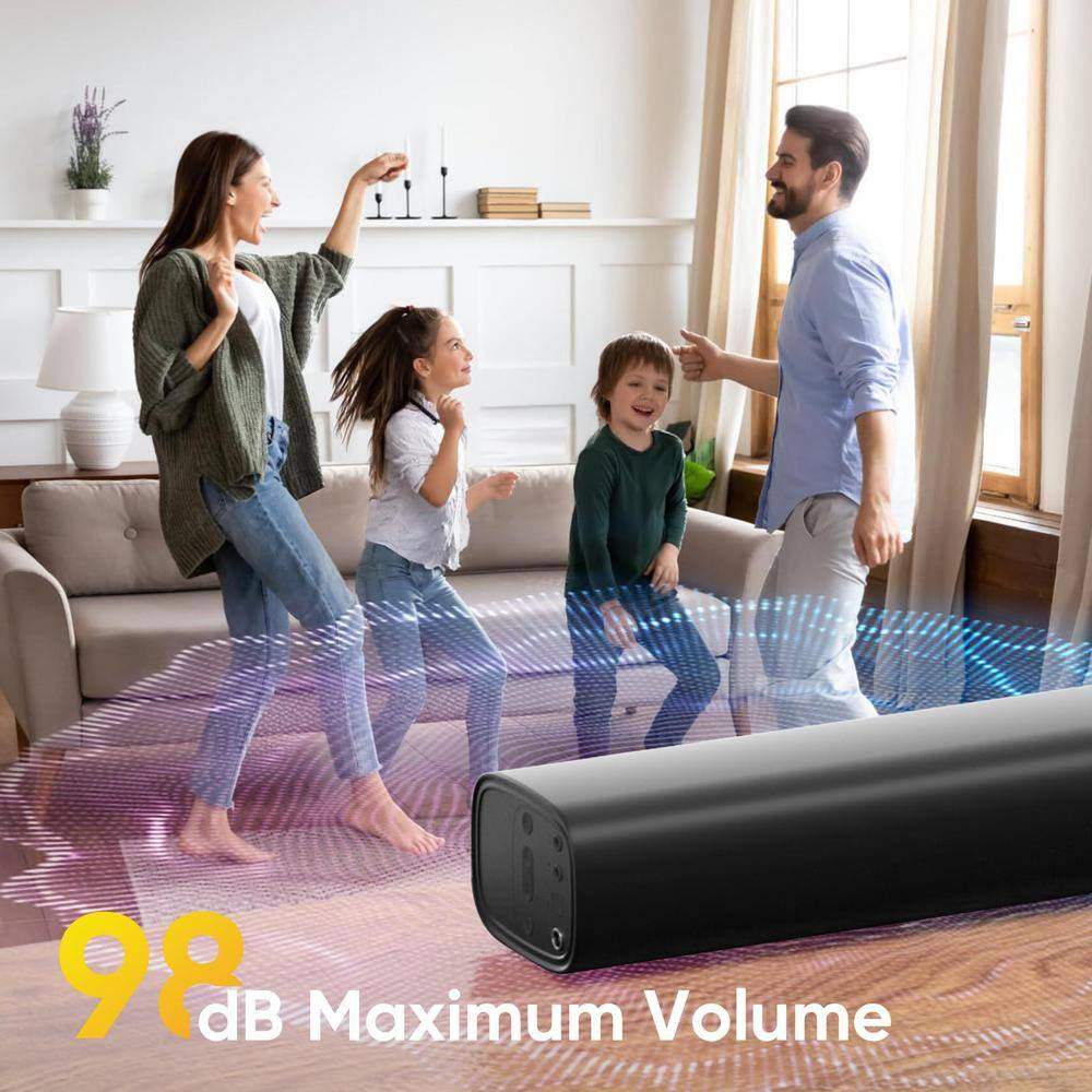 Wall Mountable Surround Sound Bar System for Smart TV with Customized Bass Reflector, Compact Design