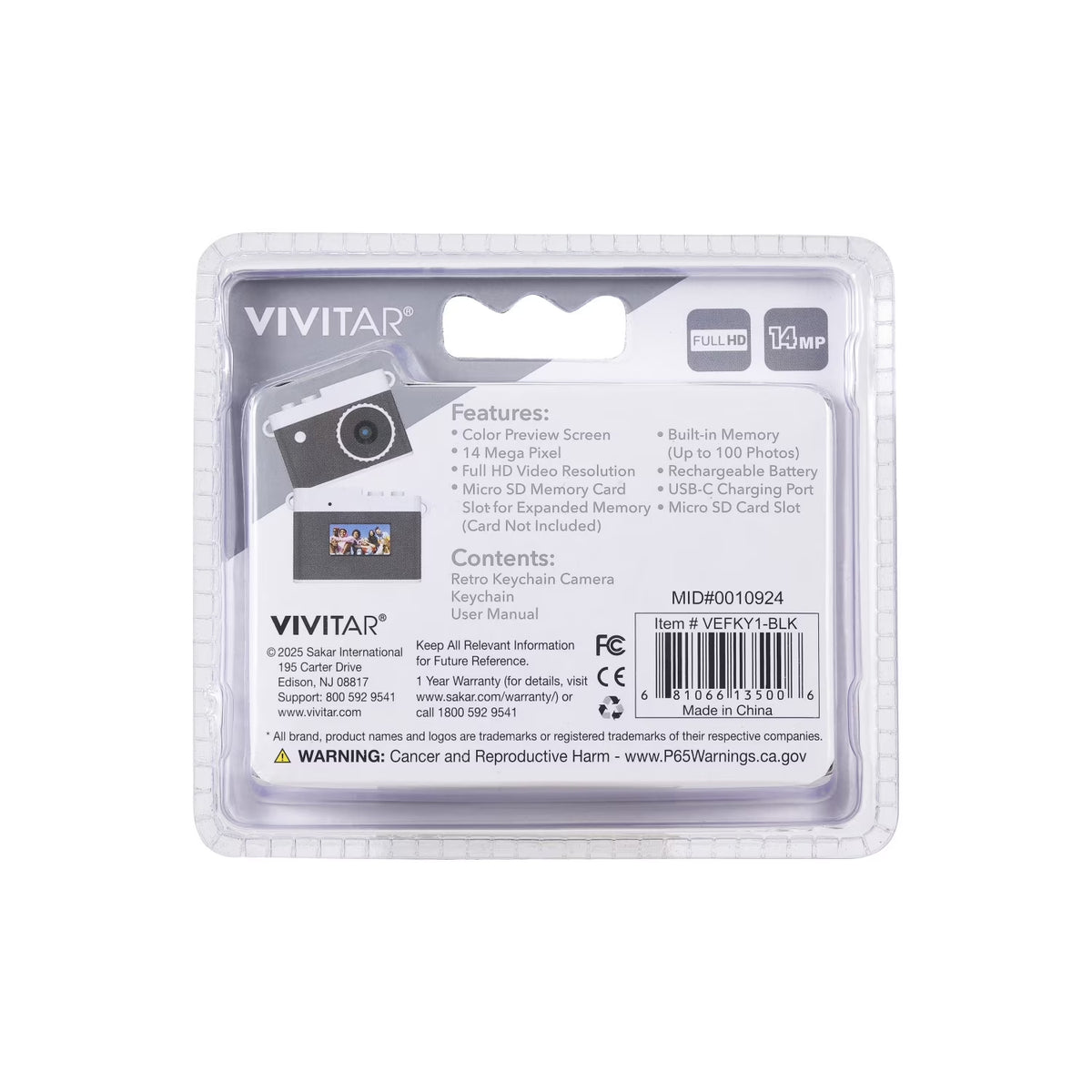 Retro Keychain Digital Camera with 14MP Full HD Photos, Color Preview Screen and Built-In Memory
